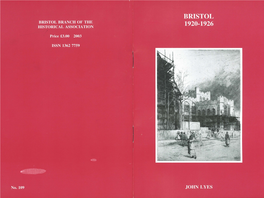 Bristol 1920-1926 Is the One Hundred and Ninth Pamphlet in This Series