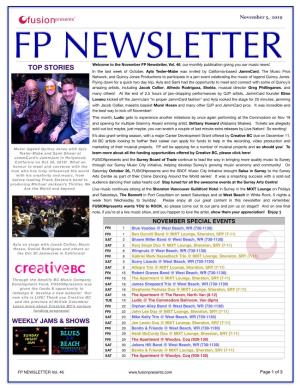 FP Newsletterwelcome to the November FP Newsletter, Vol