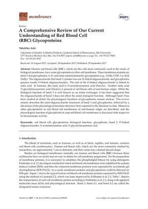 A Comprehensive Review of Our Current Understanding of Red Blood Cell (RBC) Glycoproteins