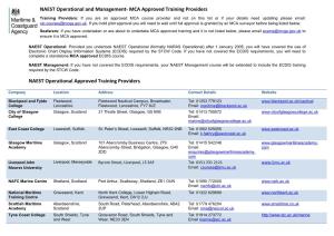 NAEST Operational and Management- MCA Approved Training Providers NAEST Operational Approved Training Providers