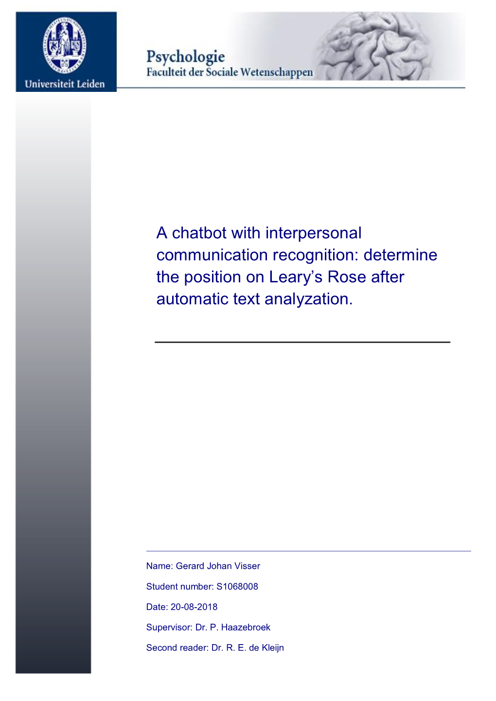 A Chatbot with Interpersonal Communication Recognition: Determine the Position on Leary’S Rose After