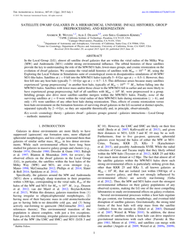 SATELLITE DWARF GALAXIES in a HIERARCHICAL UNIVERSE: INFALL HISTORIES, GROUP PREPROCESSING, and REIONIZATION Andrew R