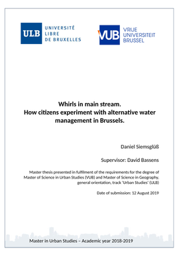 Whirls in Main Stream. How Citizens Experiment with Alternative Water Management in Brussels