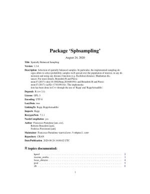 Package 'Spbsampling'