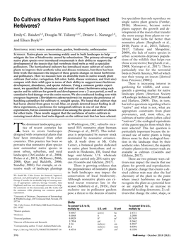 Do Cultivars of Native Plants Support Insect Herbivores?