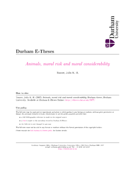 Animals, Moral Risk and Moral Considerability