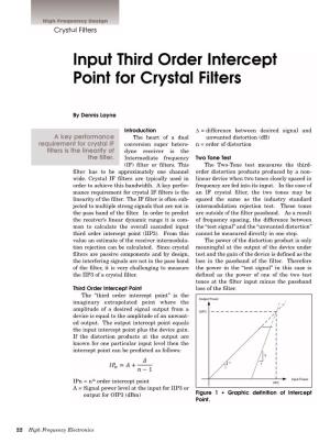 Input Third Order Intercept Point for Crystal Filters
