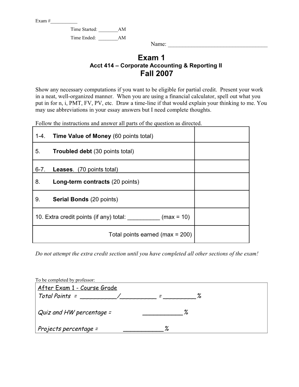 Exam 1 - Acct 414 - Fall 2007