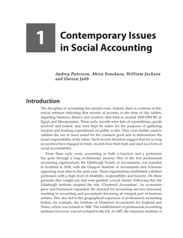 1 Contemporary Issues in Social Accounting