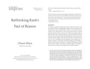 Rethinking Kant's Fact of Reason