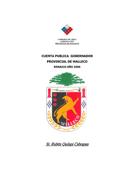Cuenta Publica Gobernador Provincial De Malleco Renaico Año 2006