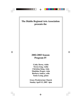 The Diablo Regional Arts Association Presents the 2002-2003