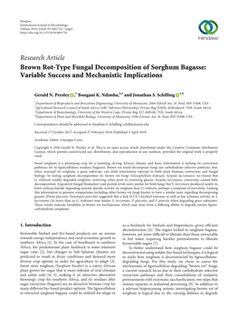 Research Article Brown Rot-Type Fungal Decomposition of Sorghum Bagasse: Variable Success and Mechanistic Implications