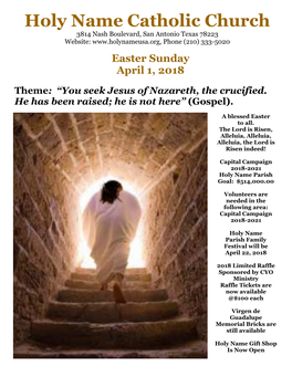 Easter Sunday April 1, 2018