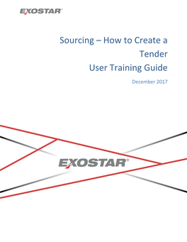 Sourcing – How to Create a Tender User Training Guide