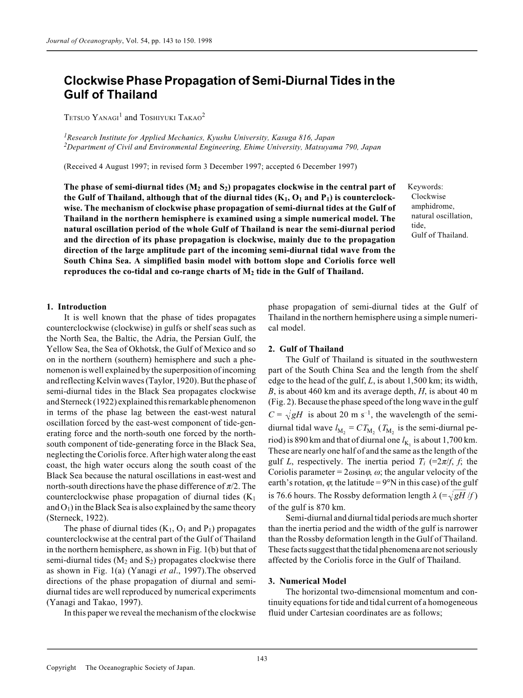 Clockwise Phase Propagation of Semi-Diurnal Tides in the Gulf of Thailand