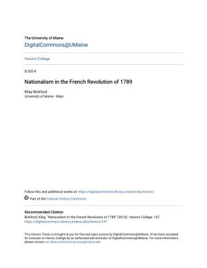Nationalism in the French Revolution of 1789