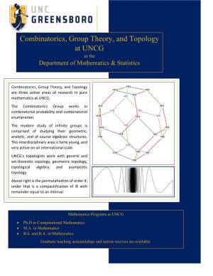 Combinatorics, Group Theory, and Topology at UNCG in the Department of Mathematics & Statistics
