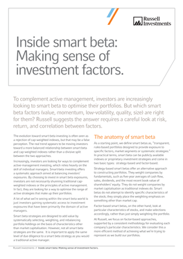 Inside Smart Beta: Making Sense of Investment Factors