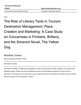 Literary Tourism – Phd Thesis – Charles Mansfield