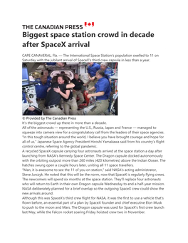 Biggest Space Station Crowd in Decade After Spacex Arrival