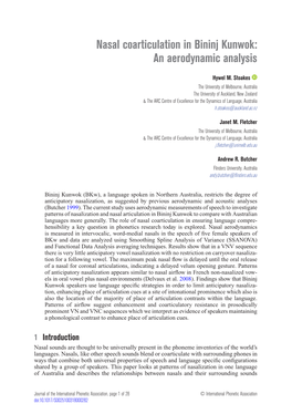 Nasal Coarticulation in Bininj Kunwok: an Aerodynamic Analysis