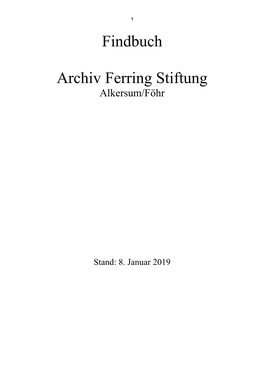 Findbuch Archiv Ferring Stiftung