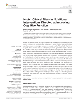 N-Of-1 Clinical Trials in Nutritional Interventions Directed at Improving Cognitive Function