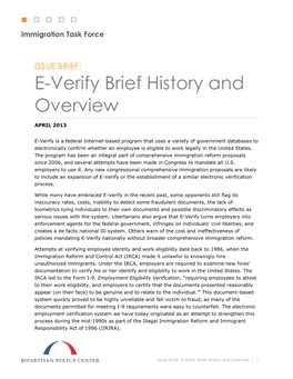 E-Verify Brief History and Overview