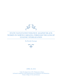 State Facilitated Violence Against Black Women in North Carolina Through the Lens of Eugenic Sterilization