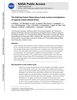 The Orbiting Carbon Observatory-2 Early Science Investigations of Regional Carbon Dioxide Fluxes