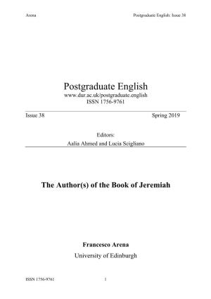Postgraduate English: Issue 38