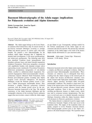 Basement Lithostratigraphy of the Adula Nappe: Implications for Palaeozoic Evolution and Alpine Kinematics