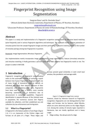 Fingerprint Recognition Using Image Segmentation
