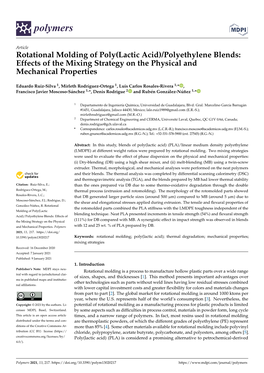 Rotational Molding of Poly(Lactic Acid)/Polyethylene Blends: Effects of the Mixing Strategy on the Physical and Mechanical Properties