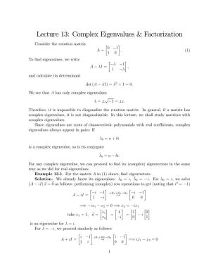 Lecture 13: Complex Eigenvalues & Factorization