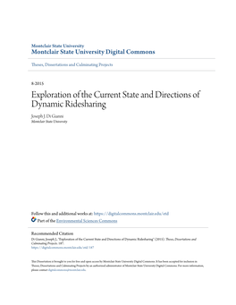 Exploration of the Current State and Directions of Dynamic Ridesharing Joseph J