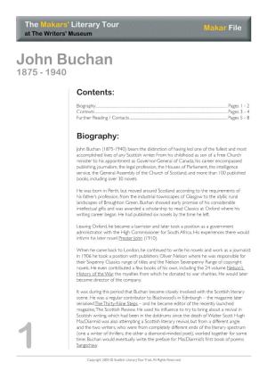 John Buchan 1875 - 1940