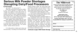 Serious Milk Powder Shortages Disrupting Dairy/Food Processors