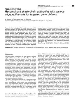 Recombinant Single-Chain Antibodies with Various Oligopeptide Tails for Targeted Gene Delivery