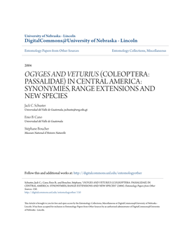 IN CENTRAL AMERICA: SYNONYMIES, RANGE EXTENSIONS and NEW SPECIES Jack C