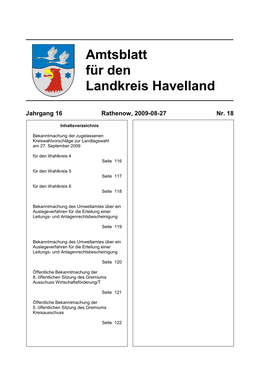 Amtsblatt Für Den Landkreis Havelland Seite 116