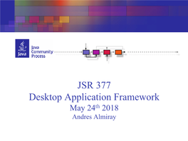 JSR 377 Desktop Application Framework May 24Th 2018 Andres Almiray Agenda