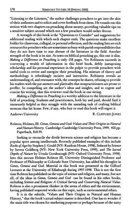 Rolston, Holmes, III. Genes, Genesis and God: Values and %Eir Ongins in Naturctl Including Science and Religion