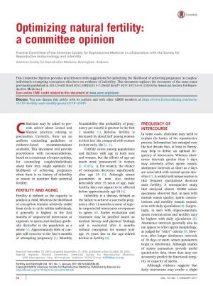 Optimizing Natural Fertility: a Committee Opinion