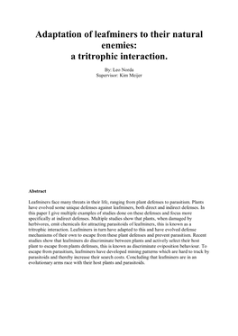 A Tritrophic Interaction