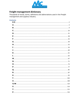 Freight Management Dictionary Thousands of Words, Terms, Definitions and Abbreviations Used in the Freight Management and Logistics Industry