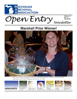 Fall 2009 Open Entry Newsletter Marshall Prize Winner!