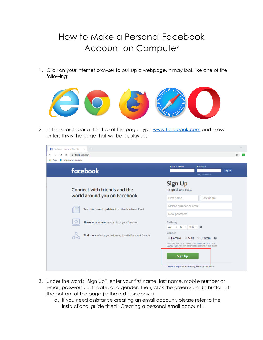 How to Make a Personal Facebook Account on Computer
