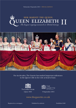 Queen Elizabeth Ii the Longest Reigning Monarch in British History